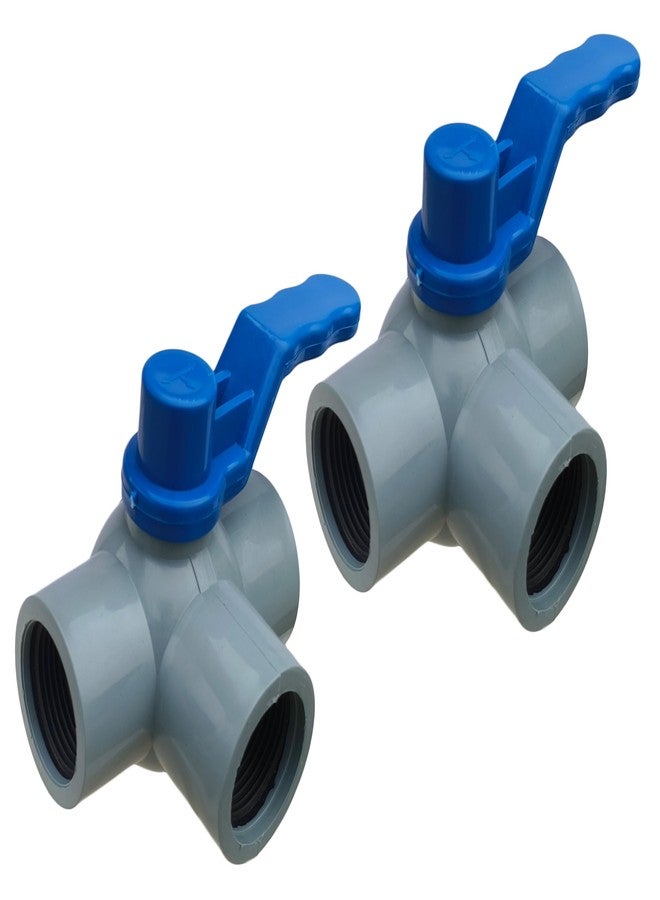 ES EKSAFAR ESEKSAFAR 2pc T-Way Female PVC Ball Valve Ball BSP Thread 1 inch for 33.25mm outer diameter pipe fitting - Image 1